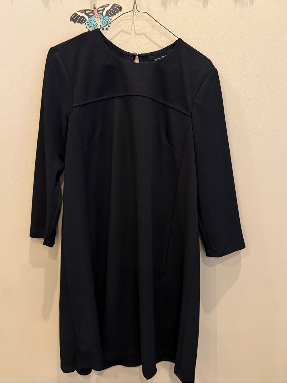 Donna Morgan Black Long-Sleeve Shift Dress